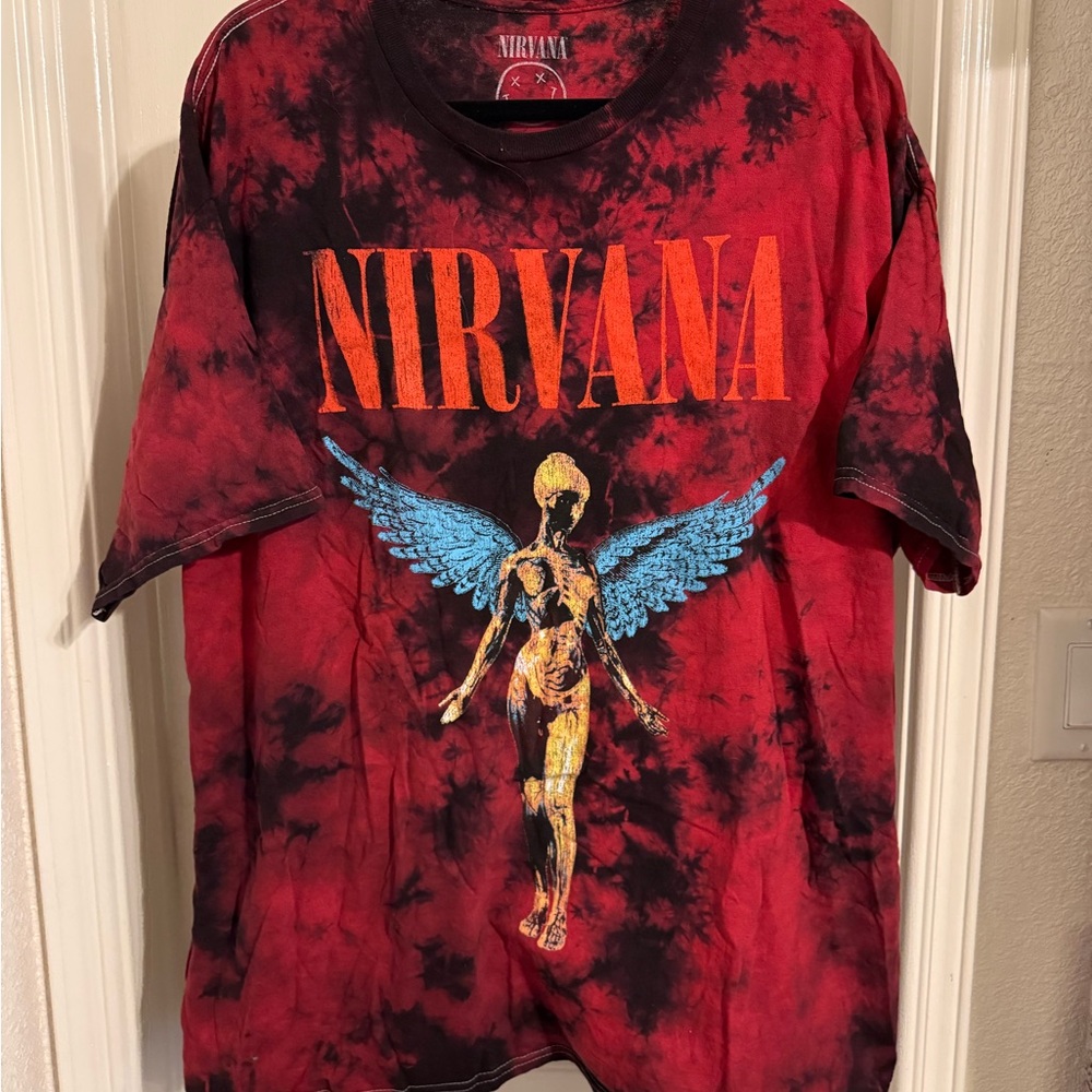 NIRVANA Red and Black Tie-Dye Tee